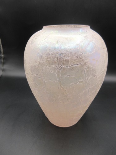 6" Vtg SILVESTRI Pink IRIDESCENT Crackled Glass Bud Vase Handblown Orig Sticker - Picture 7 of 16