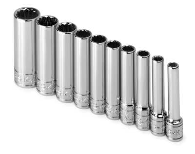 SK Tools 10 Piece 1/4'' Drive 12 Point Deep Fractional Chrome Socket Set (4950)
