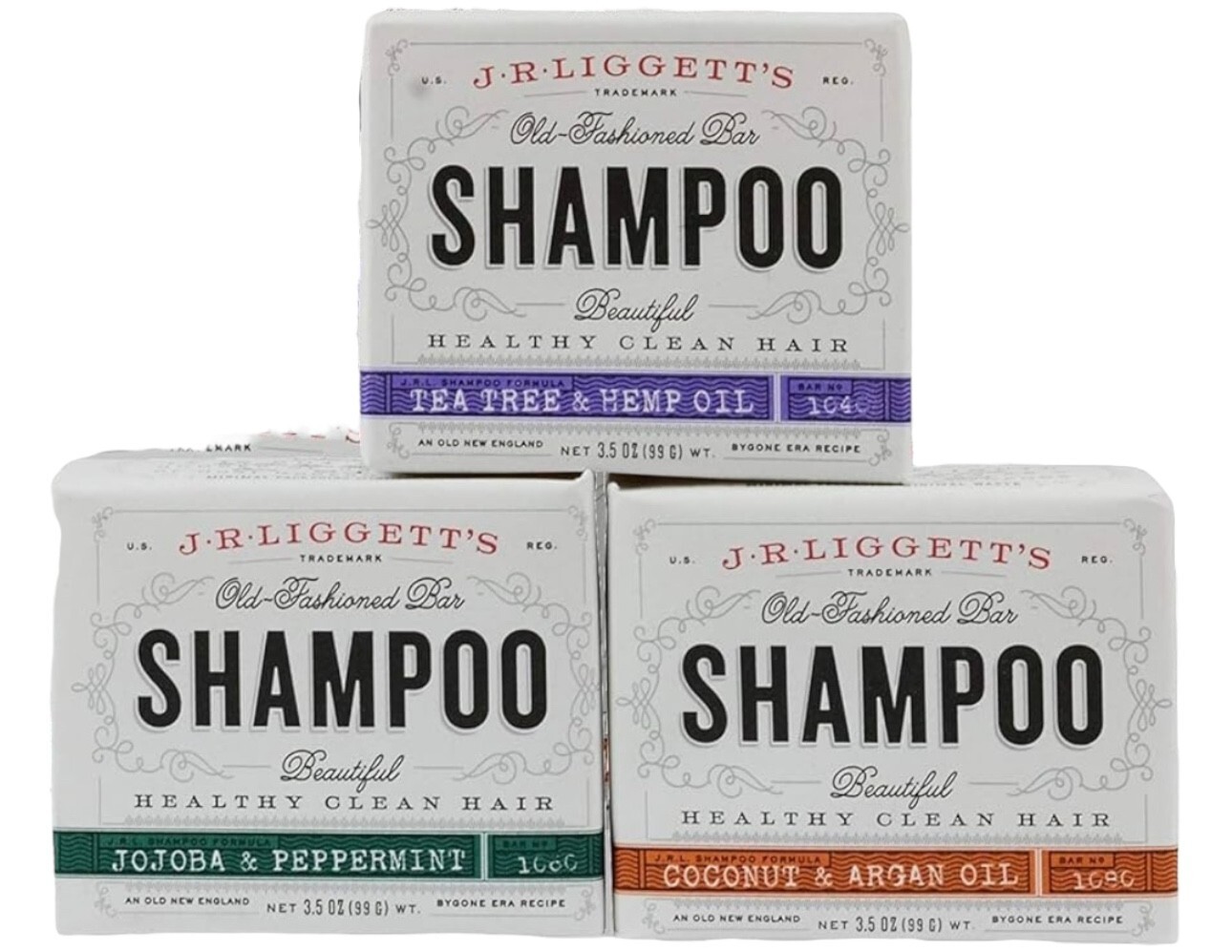 New Variety 3 Bars J.R. Liggett's Old-Fashioned Shampoo 3.5oz Healthy Clean Hair