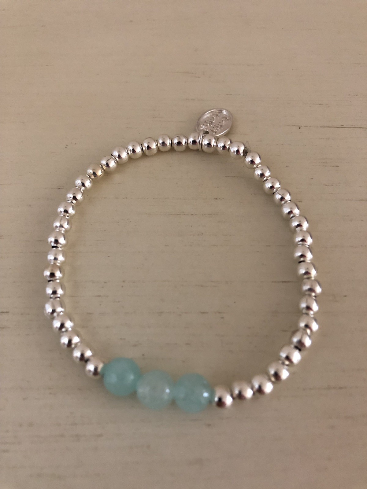 Teal Beaded Sterling Silver Charm Bracelet with Free Shipping  -image