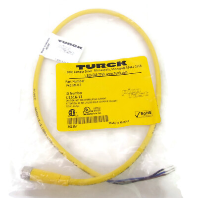 Turck PKG 3M-0.5 Actuator & Sensor Cordset Connection Cable U2516-12 New