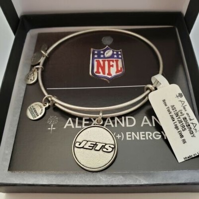 Alex and Ani JETS NFL Silver Tone Charm Bangle New w Tag Card & Box