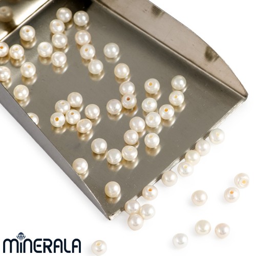 NATURAL FRESHWATER WHITE PEARL HALF DRILLED ROUND FB 2.5mm-7.75mm WP0007C - Picture 3 of 20