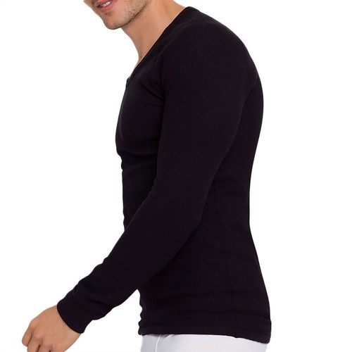 2pcs Set Holeproof Aircel Thermal Men Long Sleeve Top T-Shirt & Johns Pant Black - 第 9/12 張圖片