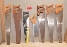 7 antique hand saw Disston & more collectible woodworking parts repair lot H5