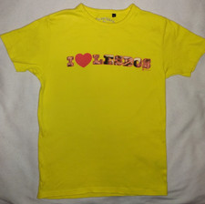 I LOVE LESBOS GORILLA LADIES YELLOW SHIRT GORILLA LBGT WEAR WITH PRIDE MEDIUM