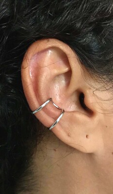 925 Sterling Silver Ear Cuff  Earrings / No pierced  / Aretes de Plata- ESE88