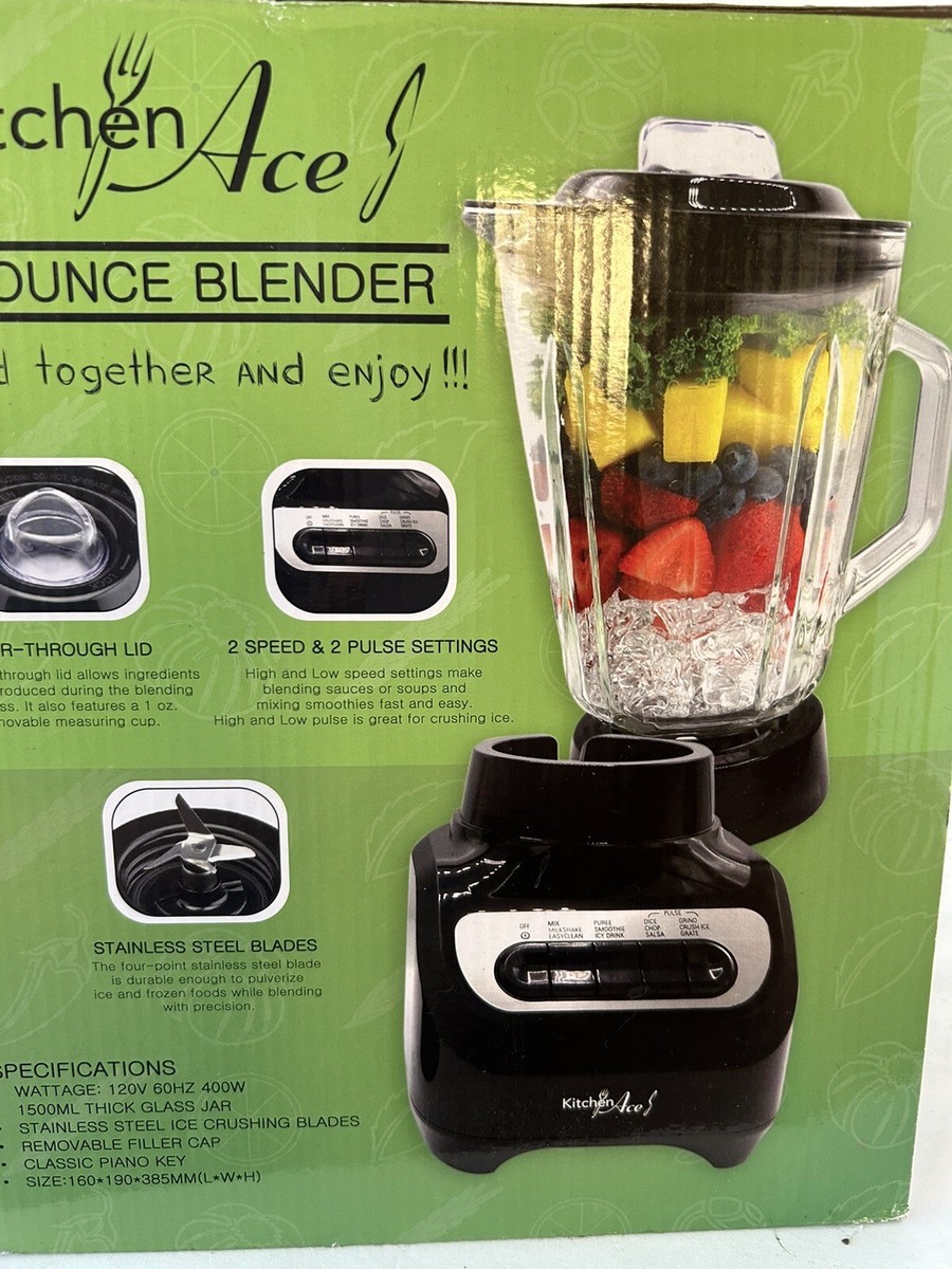 kitchen Ace 48oz Glass Blender - 4 Settings - Stainless Steel