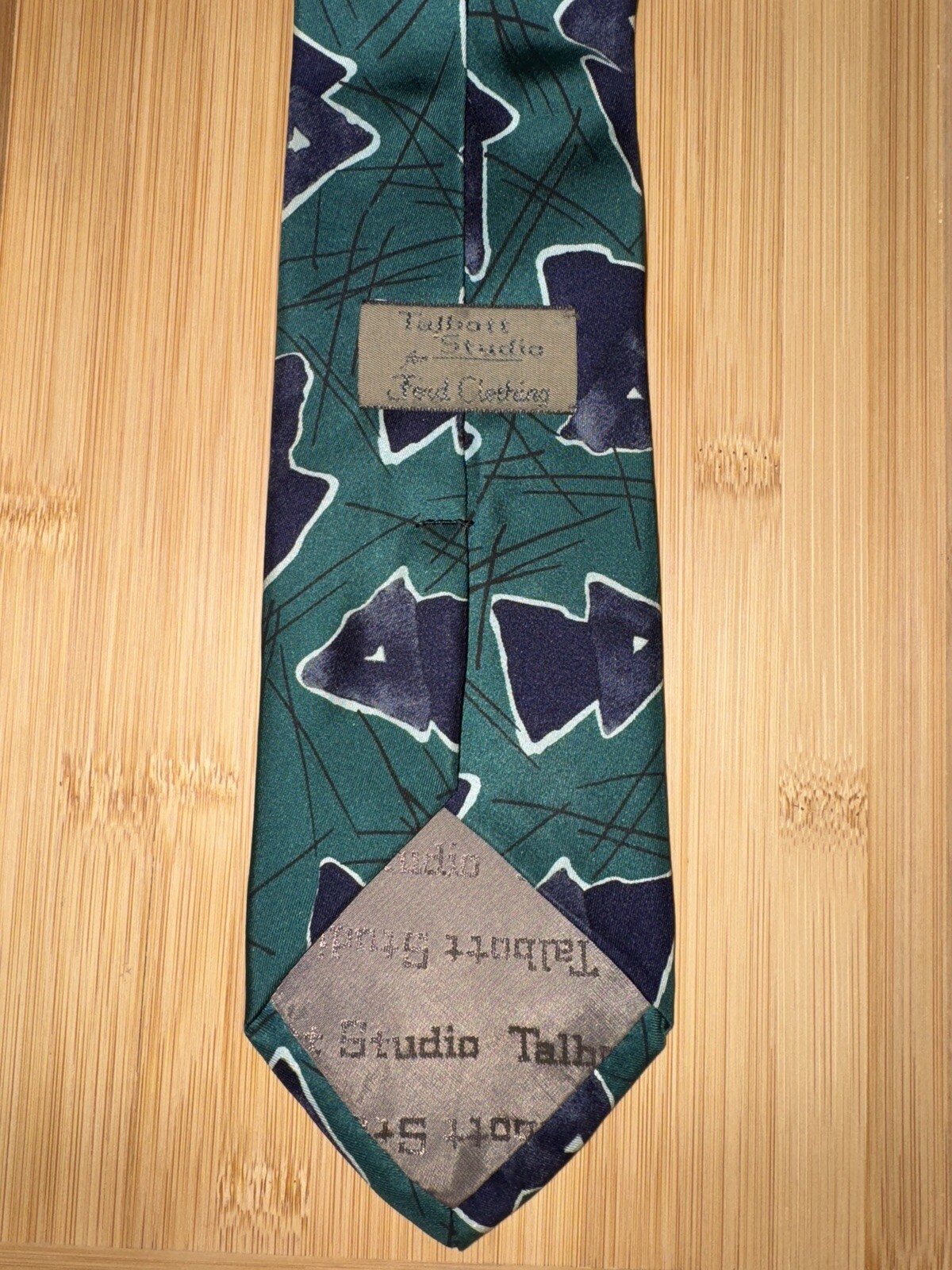 Robert Talbott Studio Green Abstract Geometric Si… - image 2