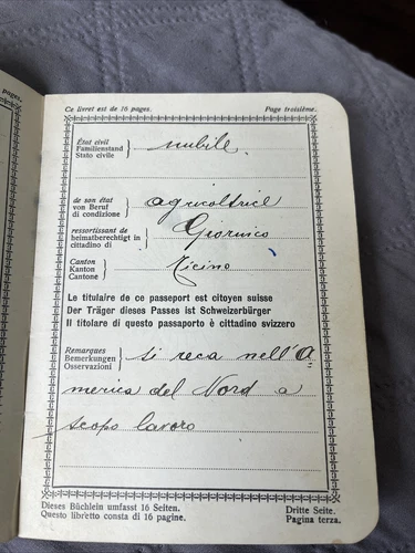 ANTICO LIBRETTO PASSAPORTO SVIZZERO,SUISSE,DATATO 1930 con francobolli scaduti - Foto 3 di 10