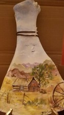 BEP SCHWEND Signed Vintage Hand Painted Bovine Shoulder Prairie Scene 