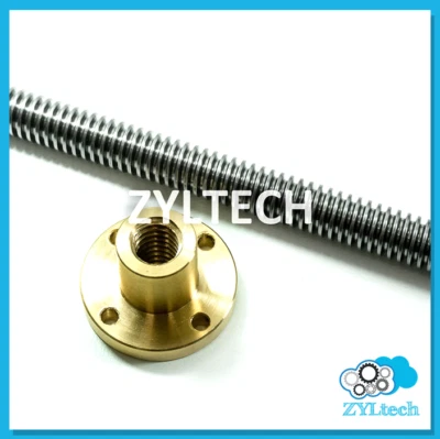 ZYLTECH 1/2-10 single start ACME Threaded Rod Lead Screw w/ Brass Nut 12" 24" 36" 48"