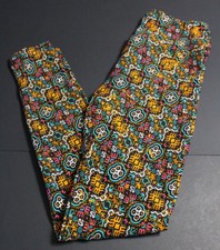 NWOT LuLaRoe Leggings One Size OS Orange Pink Teal Aztec Design Leggings