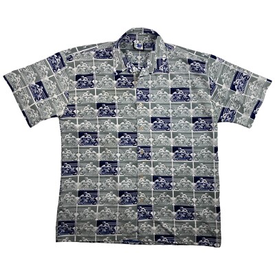 Vintage B Down Shirt Mens XL Rap Hip Hop Motorcycle Biker AOP Button Down 90s