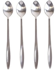 4x Long Handle Metal Latte Spoons Stainless Steel Coffee Ice-cream Knickerbocker