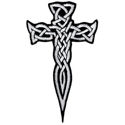 Cross Christian Celtic Infinity Nordic Knot - Embroidered Iron On Patches For Vikings Fans, Bikers, Rockers | Sew On Or Iron On Applique Vikings Patches Badge For All Fabrics | 3.54X3.14 In - Foto 2