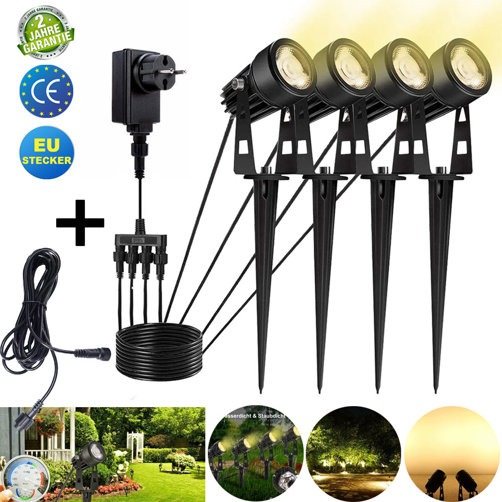 6 IN 1 LED Garden Spike Lights Outdoor Spotlights Landscape Lamp Mains