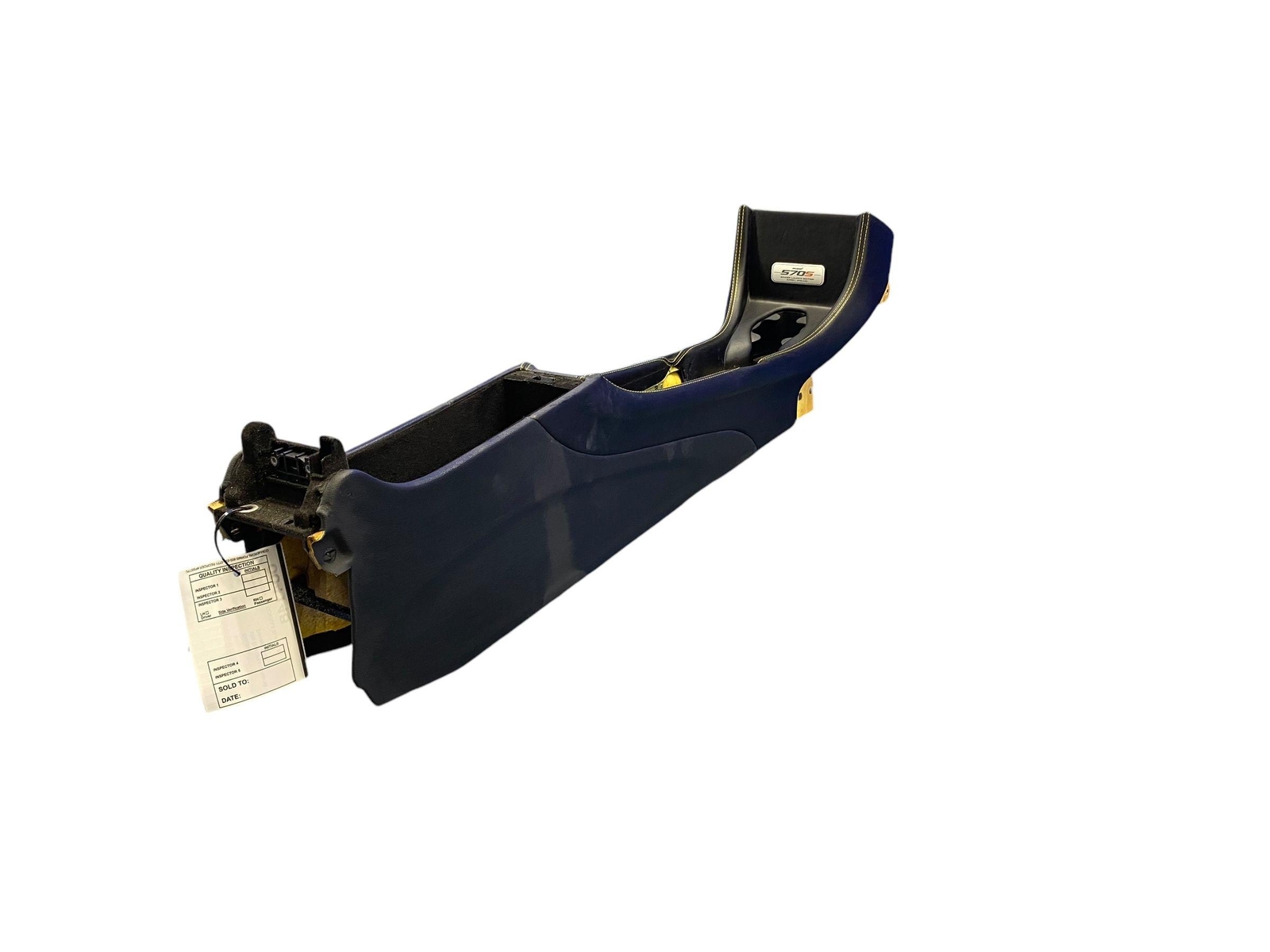 2015-2021 MCLAREN 570S FRONT CENTER CONSOLE BLACK LEATEHR W/YELLOW STITCHING