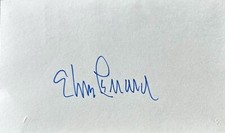 ELMORE LEONARD Signed Autograph 3X5 Inch Index Card ELMORE LEONARD Signed Autograph 3X5 Inch Index Card
