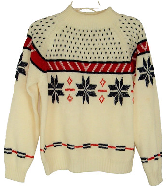 Vtg Sweater JC PENNEY S Ski Winter Snowflakes preppy nerd