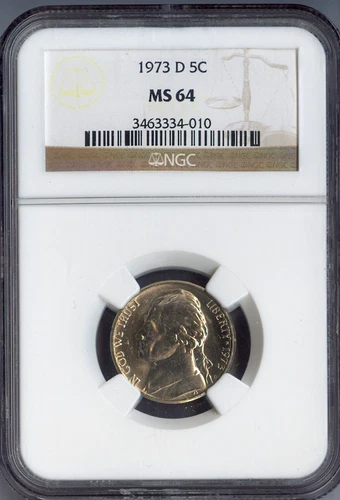 1973 D Jefferson Nickel NGC MS64 Quality