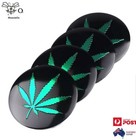 <!--F#f_0-->Hemp Leaf Aluminum 56mm Wheel Centre Hub Cap Emblem Black/Green x 4<!--F/-->