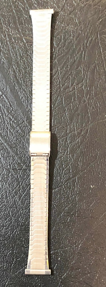 Bracelet De Montre Vintage Extensible 20mm - Argenté - Neuf De Stock Années 70
