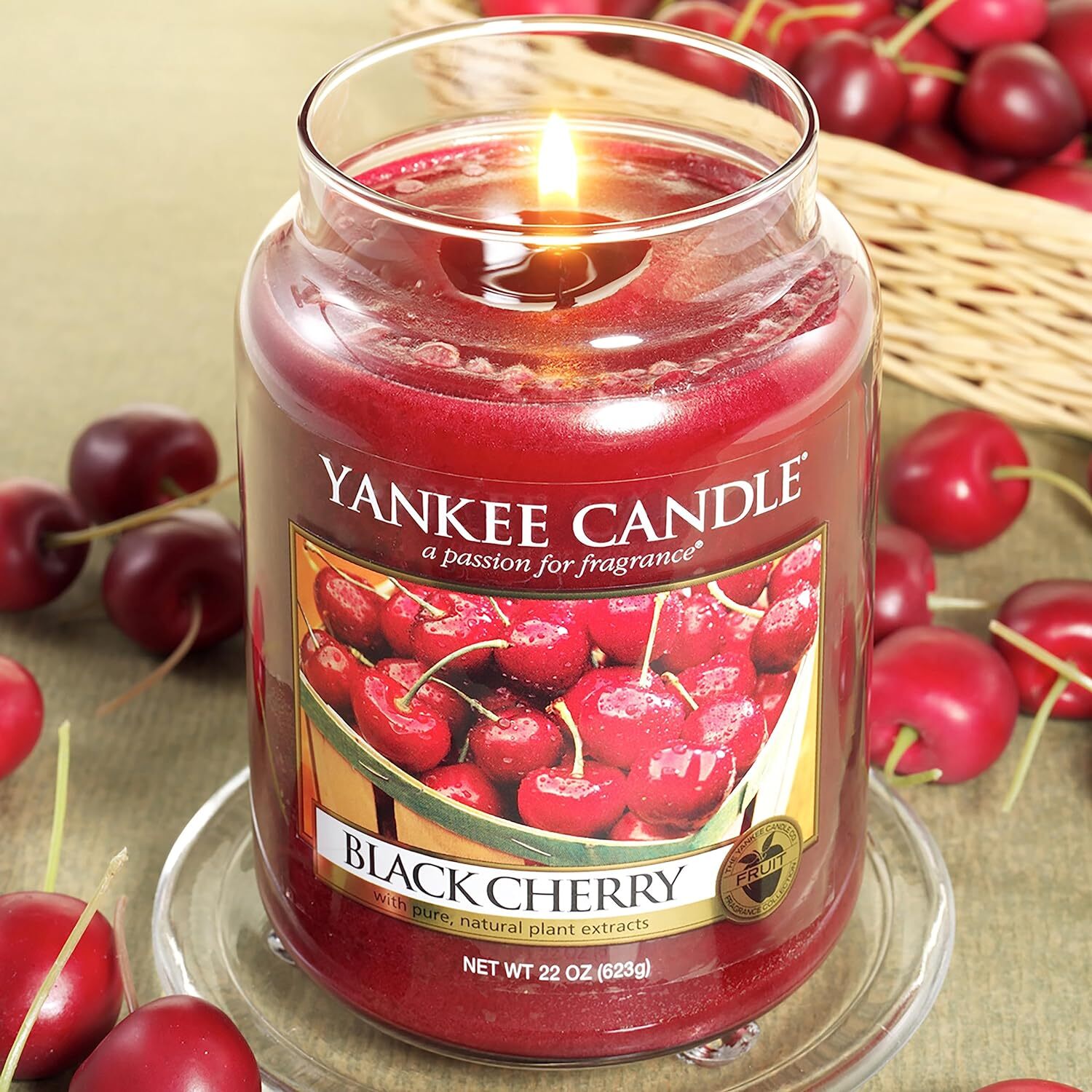Yankee Candle Scented Candle Black Cherry Large Jar Candle Long