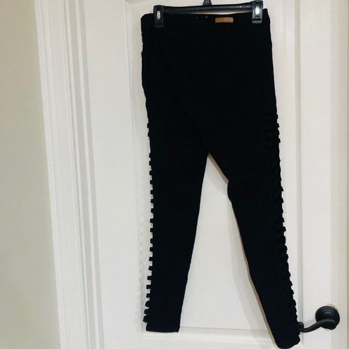 Pantalones ajustados elásticos informales para mujer AQ corte lateral cintura alta negros talla 9 - Imagen 9 de 11