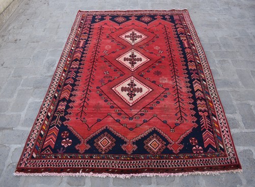 Rot Antik Kaukasisch Abadeh Vorleger 5x7 Handarbeit Perser Orientteppich Wollteppich