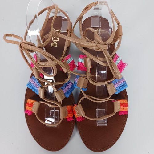 Brash Sandals Womens Size 9 Multicolor Strappy Lace Up Sandals Flats - Picture 2 of 11