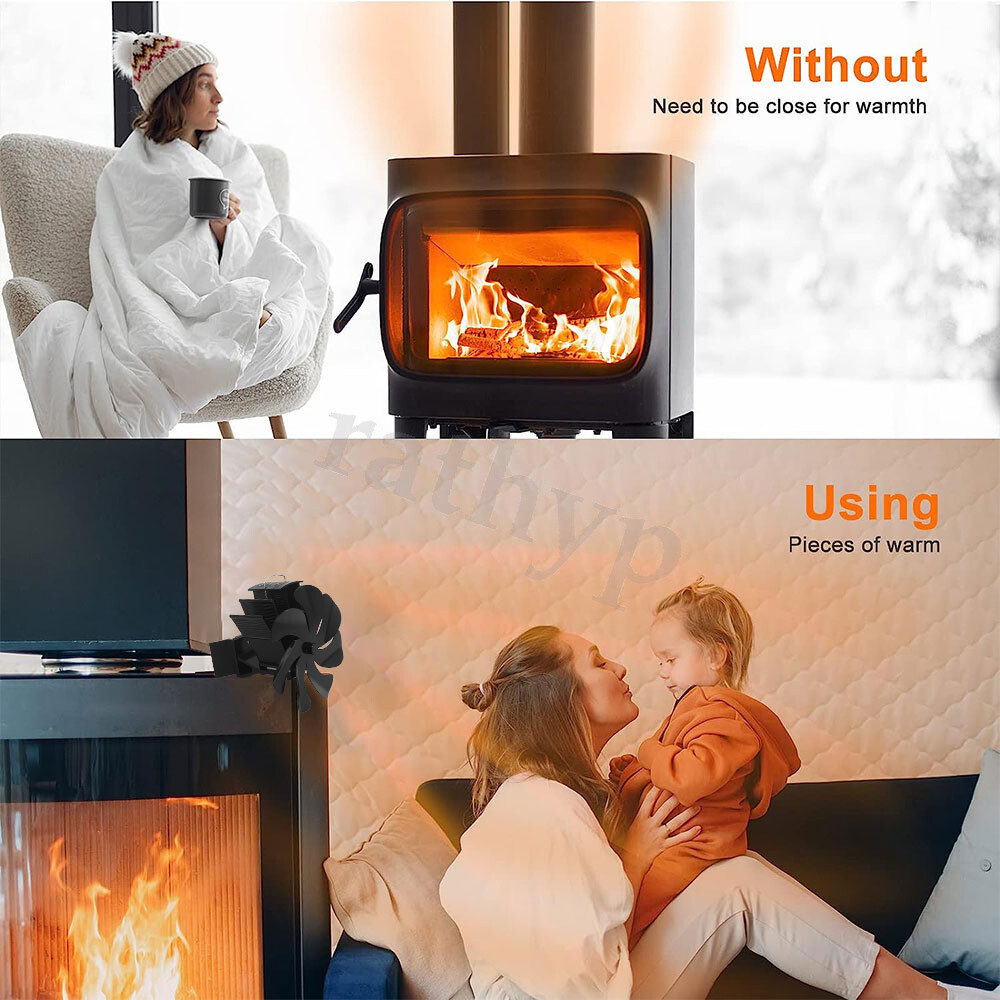 Stove Fan 7 Blade Fireplace Small Wood Log Burner Fan Heat Powered  Circulating | eBay