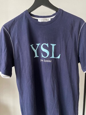 YSL Mens Shirt size M Medium Yves Saint Laurent Dark Blue Adult