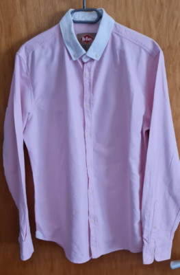 Lee Cooper Hemd ,KW 40 (M), Langarm, rosa weiss Uni