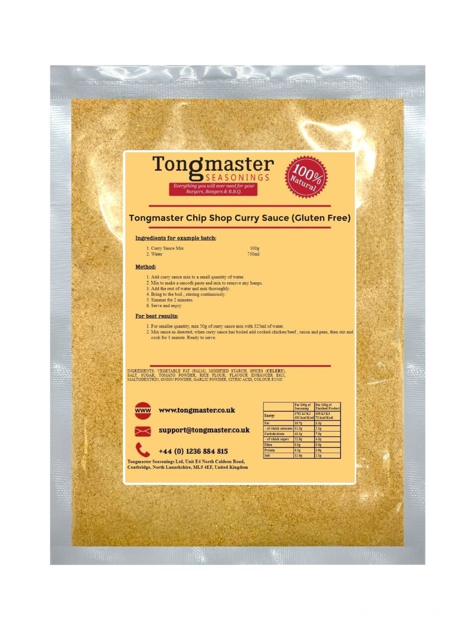 2 x Tongmaster's Chip Shop Curry Sauce - 100g (Gluten Free)