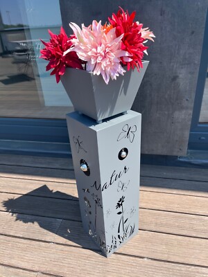 Pflanzsäule 82 cm Anthrazit Frühling Geschenk Gartensäule Dekosäule Dekoration