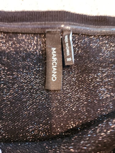MARCIANO GUESS Cropped Top Size XS Black And Sliver Pull On Long Sleeve A-98 - Picture 10 of 10