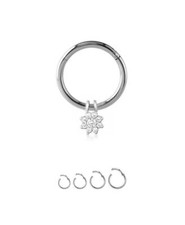 316L Surgical Steel Hinged Septum Clicker Daith Nose Ring Hoop Flower 18G 20G