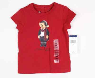 Ralph Lauren Toddler Girls' Polo Bear T Shirt Ski Beanie Red