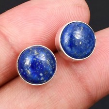Lapis Lazuli Gemstone Handmade 925 Sterling Silver Stud Earrings For Women SE-28