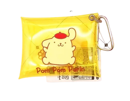 JAPAN Sanrio Pompompurin Yellow Key Ring Clip Snap Clear Coin Pouch Bag Purse - Picture 1 of 2