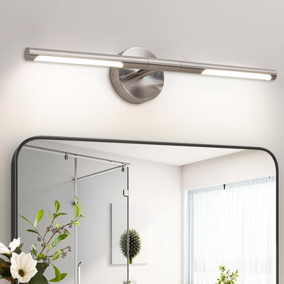 Brushed Nickel Bathroom Light Fixtures over Mirror 24 Inch, 18W 360° Rotatable D