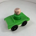 lot of 2 Vintage Fisher Price Little People cars - green/white & red/white
