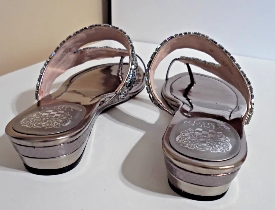 VINCE CAMUTO Mujer Cristal Plata Piedra Estrás Nuevo en Caja Sandalias Zapatos Talla 7.5M Foto 4 de 4