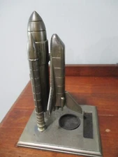 Vtg Nasa Presentation Metal desktop Space Shuttle &boosters scaled Launch Pad
