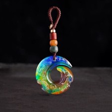 1pz Ciondolo Fibbia Chiave Giada Gancio Drago Sensore Temperatura Amuleto Intagliato Regalo