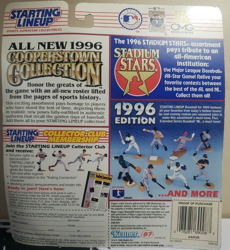 Nuevo 1996 Cooperstown Hank Aaron Braves alineación inicial SLU Kenner Hasbro sellado - Imagen 2 de 5