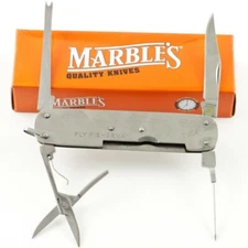 Marbles Fly Fisherman Pocket Knife Stainless Blade Polished Stainless Handle