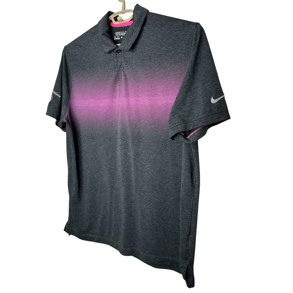 Polo de golf Nike Dri-Fit Tour Performance manga corta gris/rosa grande para hombre Foto 3 de 4