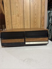 Vintage Wood Grain VHS VCR Tape Holder 2 Drawer Cabinet Storage Case, Holds 22